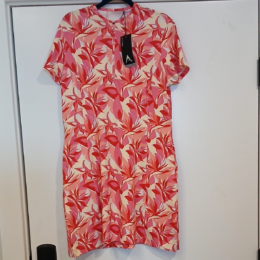 Antigua Pink and Red Floral Resort Wear Dress